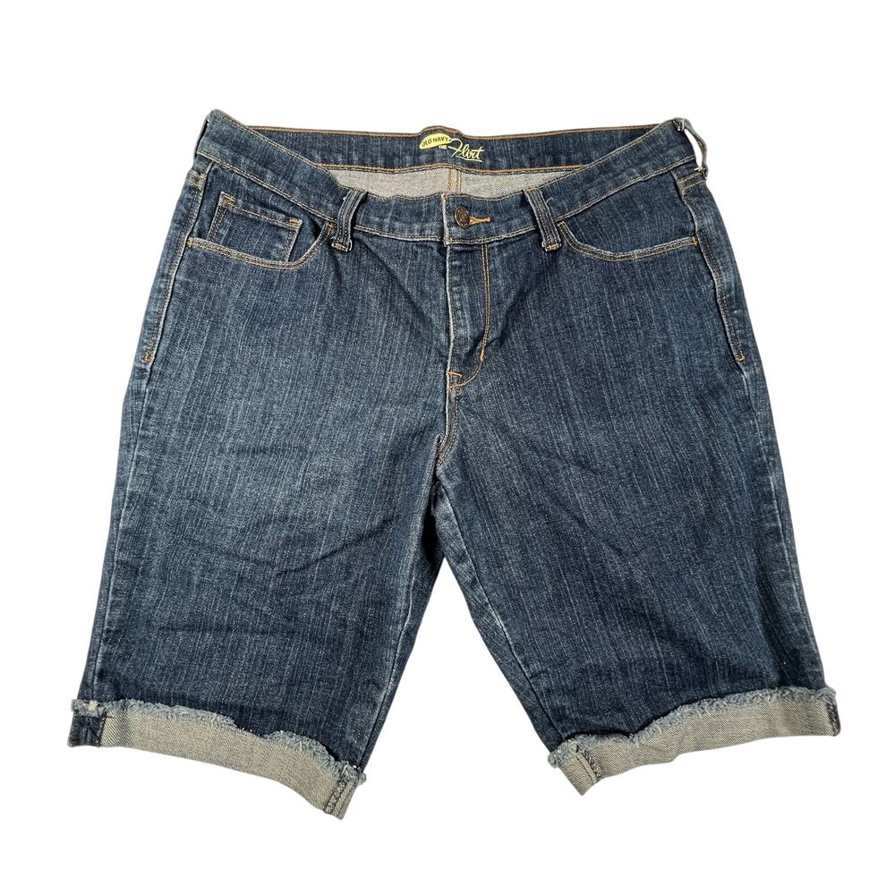 OLD NAVY Womens 12 Blue The Flirt Mid Rise Stretch Denim Bermuda Shorts